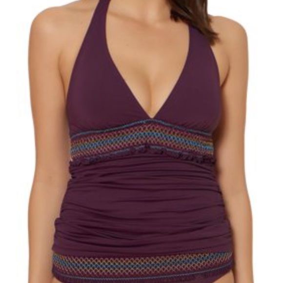 Bleu Rod Beattie Other - NWT $89 BLEU ROD BEATTIE SMOCK IT TO YA TANKINI TOP AUBERGINE HALTER 10